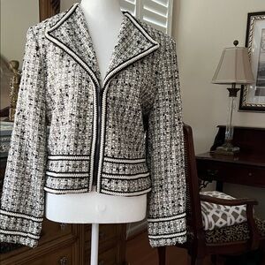 Jones New York Black and White Tweed Blazer